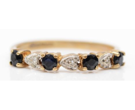 A 9ct gold sapphire and diamond dress ring, M, 1.5gm. 