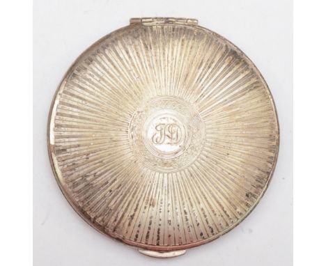 A silver compact London 1959, fully fitted interior, 7.5cm, 102gm