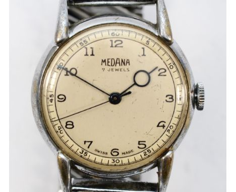 Medana, a chrome plated manual wind vintage gentleman's wristwatch, 30mm, working when catalogued 