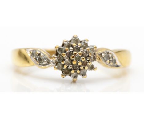 A 9ct gold eight cut diamond cluster ring, Q-R, 3.1gm. 