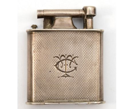 "The Mappin Lighter", an Art Deco silver petrol lighter, by Mappin &amp; Webb, Birmingham 1931, with engine turned decoration