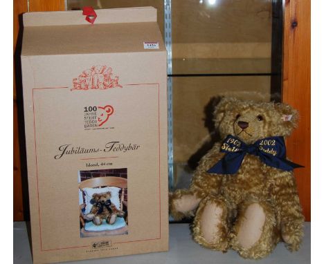 A boxed Steiff 'as-new' Jubilaums-Teddybar bear, blond, 44cm, serial number 670985, with white tag in ear
