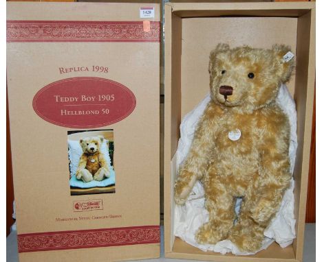 A boxed Steiff 'as-new'Teddyboy 1905 replica bear, serial number 404320, with white tag in ear