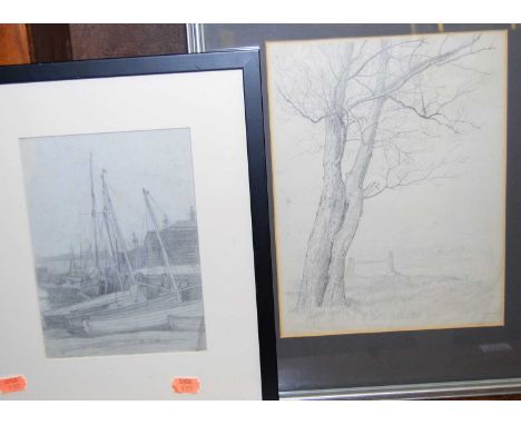 Leonard Russell Squirrell  (1893-1979) - Ipswich docks, monochrome print; together with Alfred Blundell (1883-1968) - pencil 