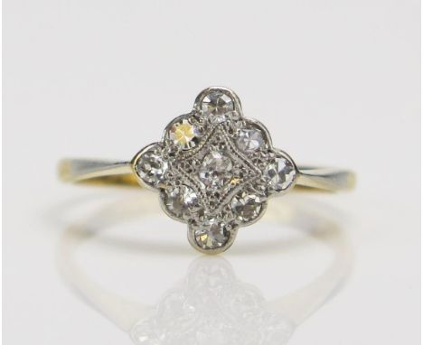 An 18ct Gold and Old Cut Diamond Millegrain Platinum Set Ring, c. 9.6mm head, size K, stamped 18CT&amp;PLAT, S.B&amp;S.LD, 1.