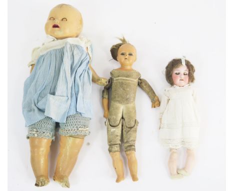 Armand Marseille Bisque Doll stamped 4/0X and two other composite dolls 