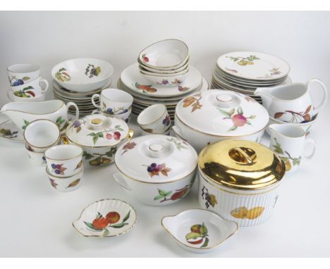 A collection of Royal Worcester 'Evesham' pattern oven to table wares, including dinner plates side plates, tureens and cover