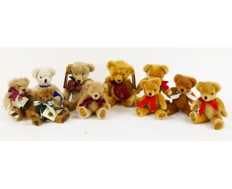 Merrythought Teddy Bears Collection including some limited edition Mohair (tallest 35cm) together with 2 Canterbury bears 