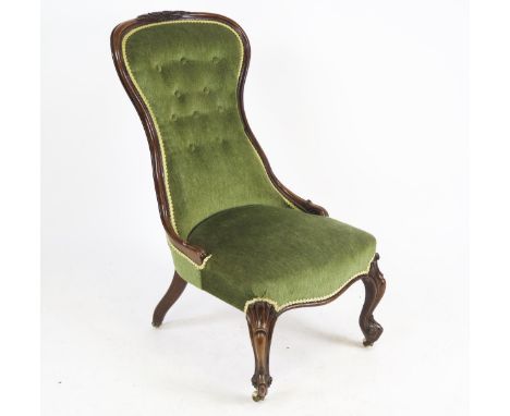 A Victorian Balloon Back Chair and button back chair 
