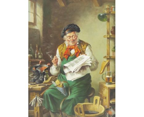Portrait of a Cobbler signed H. Richter, oil on canvas, 38 x 28cm, framed