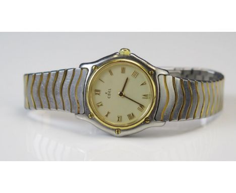 An EBEL Lady's Steel and Gold Wristwatch, 27.2mm case, back no. 12683529 181908