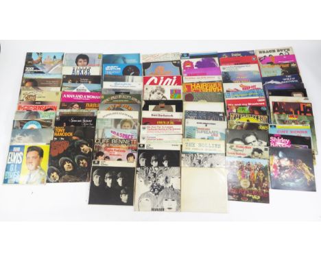 LP Vinyl Record Group including The Beatles, Elvis, Simon &amp; Garfunkel, Donovan, Beach Boys, Hair, etc.
