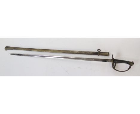 A late 19th century Belgium cavalry officers sword, 87cm single edged blade signed Auguste Fonson, Bruxelles, with Royal Cyph