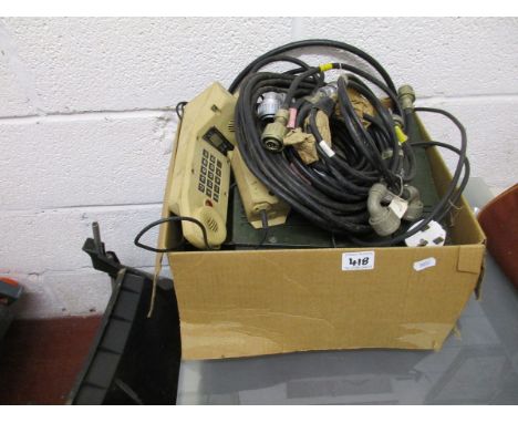 Box of army radio and electrical paraphernalia