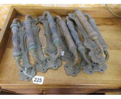 Set of 7 vintage brass door handles