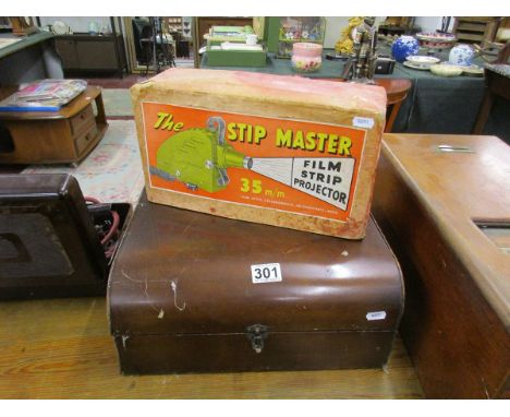 Old gramophone & film strip projector in original box