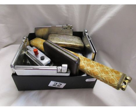 Box of vintage cigarette cases & lighters etc