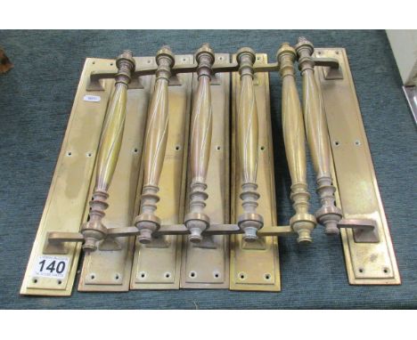 Set of 6 vintage brass door handles