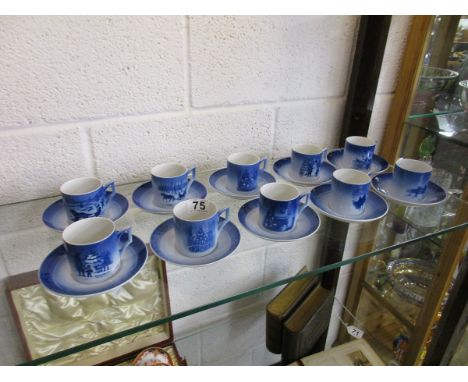 Collection of 10 Royal Copenhagen Christmas cups with saucers - 1979 onwards