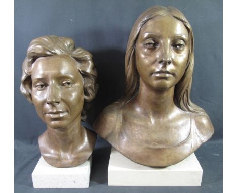 NORMAN FREDERICK PIERCE FRBS, ARCA (British 1915-1995), two female portrait busts, 'Ann' on a composition stone base and anot