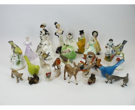 POTTERY &amp; PORCELAIN FIGURINES &amp; ANIMAL COLLECTION - Coalport Pamela, Christine and Nanette, bird figurines by Goebel,