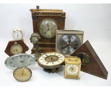 VINTAGE &amp; LATER CLOCKS COLLECTION - to include a W &amp; R marked movement within an oak case remnant, other clocks by Sm