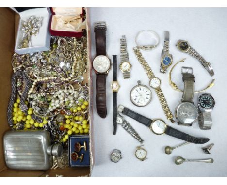 VINTAGE &amp; LATER COSTUME JEWELLERY, lady's and gent's wristwatches and other collectables including a silver cased pocket 