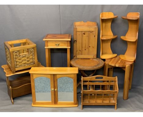 MODERN LIGHT WOOD FURNITURE ENSEMBLE, 10 PIECES - to include a yew wood single drawer hall table, 75cms H, 34cms W, 28cms D, 