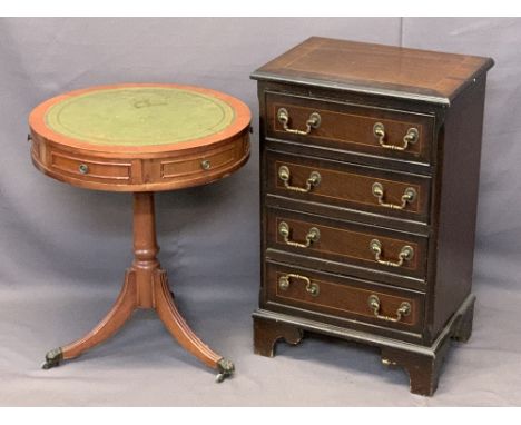 REPRODUCTION MAHOGANY FURNITURE, 2 ITEMS - a line inlaid four drawer chest on corner bracket feet, 72cms H, 46cms W, 32cms D 