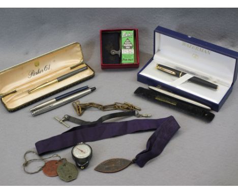 MIXED COLLECTABLES to include 1650103 G E Williams Dog Tags, Victorian St Mary's Guild for Men medallion dated 1879 on purple