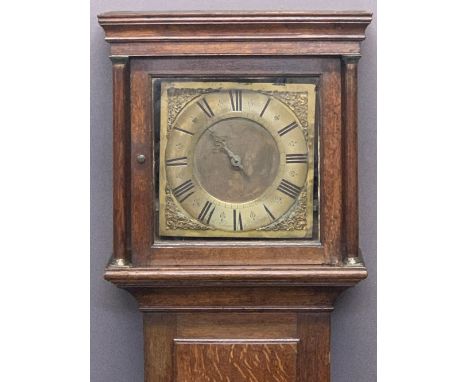 MID 18TH CENTURY OAK LONGCASE CLOCK by Thomas Ranger of Chipstead - unusual 10in brass square dial with pierced spandrels, th