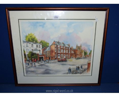 A framed and mounted Ltd Edition print signed in pencil lower right Fiona Field 98', depicting school children on the way to 