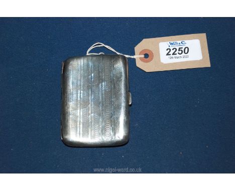 A Silver Cigarette Case, with engine turned detail, makers Williams (Birmingham) Ltd., 1904, 66 gms.