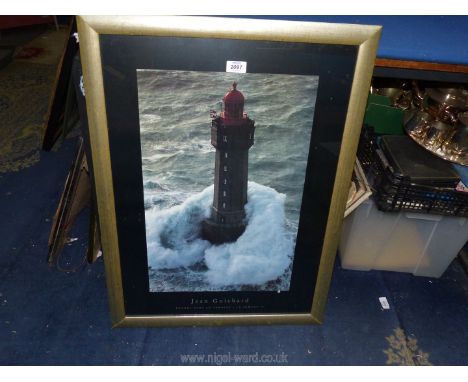A framed Jean Guichard print titled 'Phares Dans la Tempete. La Jument II'.