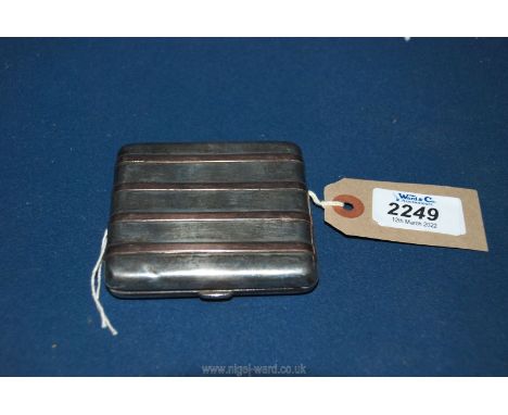 A Silver Cigarette Case, London 1901 with applied rose gold coloured band, makers mark W.F.W., 113 gms.