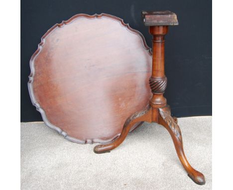 George III mahogany tripod table with serpentine circular tilt top on cabriole legs, 72cm,