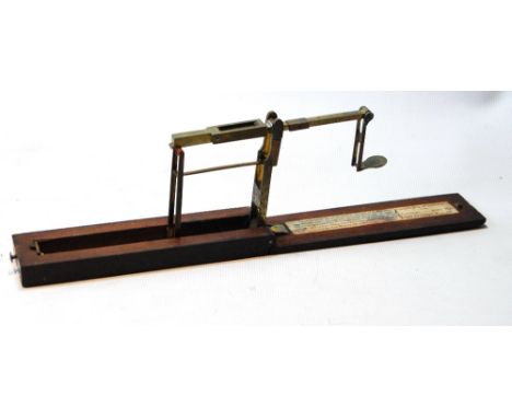Georgian brass and mahogany pocket sovereign scales by Houghton, Ormskirk, with labels, c. 1820.