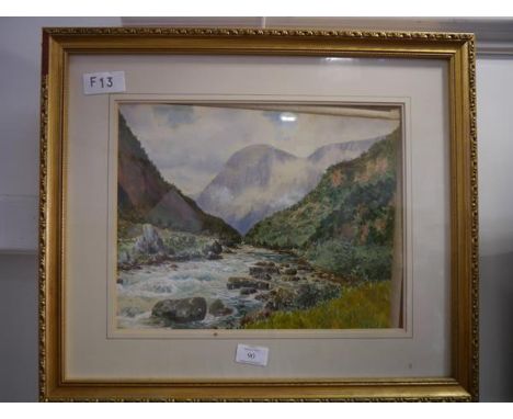 Fred R. Fitzgerald (1869-1944), A Norwegian Fjord, signed lower right, watercolour, framed. 27cm by 35cm