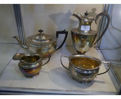 A George V silver three piece tea service, James Dixon & Son, Sheffield 1922, in the Georgian taste, each piece with reeded r