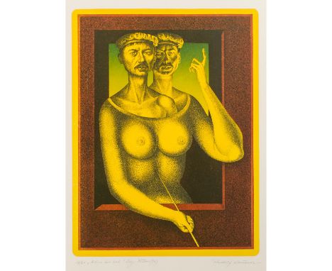 HAUSNER, RUDOLF (1914-1995) "Adam bei sich" 1969 Farblithographie, Ex. 18/60, sig. und dat., HxB: 40,5/30,5 cm. Leichte Alter