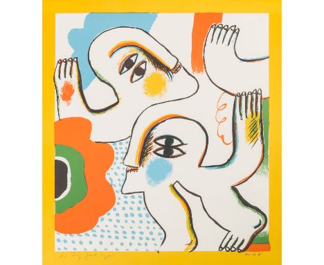 ANTES, HORST (1936) "Paar" Farblithographie, signiert und gewidmet, HxB: 66/61 cm. Beschnitte, leichte Altersspuren, auf Pass