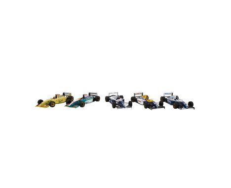 MINICHAMPS (Paul's Model Art) Konvolut aus 5 Formel 1 Rennfahrzeugen im Maßstab 1:18, darunter 2 x Peugeot "Jordan", 1 x mit 