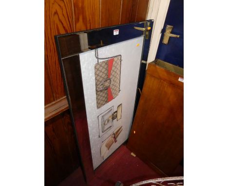 A contemporary mirrored glass framed colour print, overall dimensions 66 x 116cm