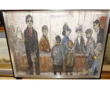 After LS Lowry - A Doctor's Waiting Room, reproduction print, 59x79cm