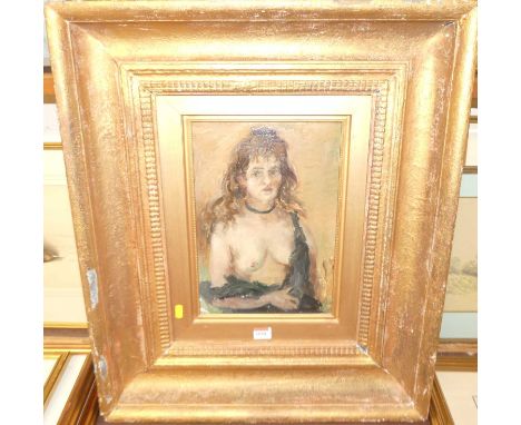 Contemporary school - bust portrait of a young woman, oil on panel, 34x23cm