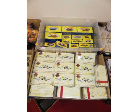 Two trays containing Matchbox and modern issue diecast to include Models of Yesteryear 1926 Ford Model TT van, etc