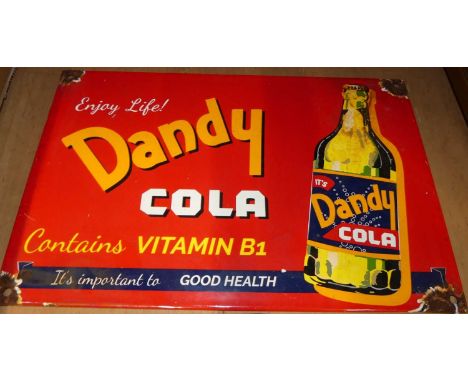 An enamel on metal advertising sign for Dandy Cola, 20 x 30cm