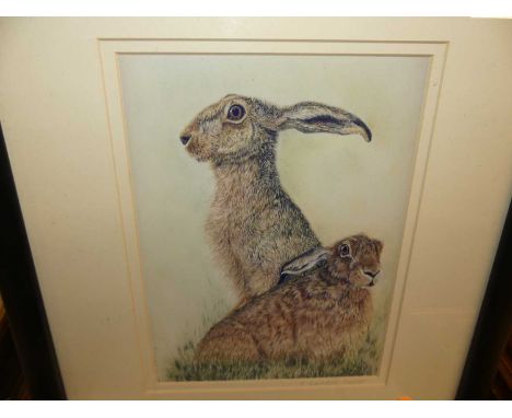 Peter Currington - Hare study, pencil and watercolour wash, signed and dated '97 lower left, 27 x 21cm; together with two oth