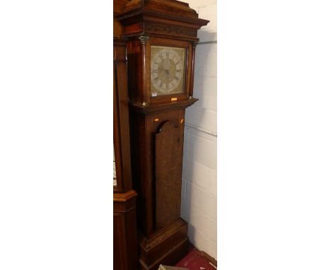 A circa 1800 provincial oak longcase clock, the square silvered and gilt brass dial signed W. Barnard Newark and numbered 108