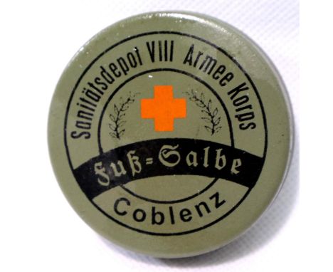WWI Imperial German foot cream for the prevention of Trench foot. P&amp;P Group 1 (£14+VAT for the first lot and £1+VAT for s